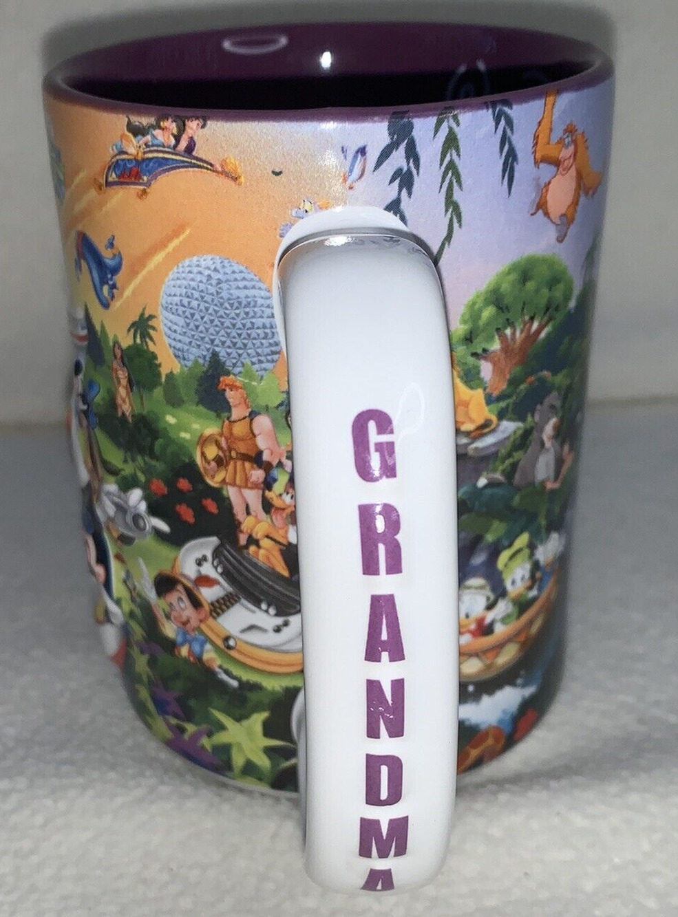 "Grandma” Walt Disney World Pixar Parks Coffee Cup Mug Mickey Minnie Purple 3D